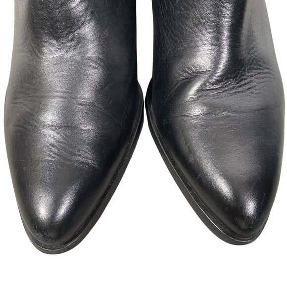 Marroqui Sanchez black leather ankle boots almond toe block heel women’s 40 - Picture 3 of 13